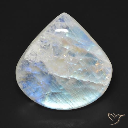 16.66ct 天然 青みがかったホワイト レインボームーンストーン, 洋梨の形, 透明