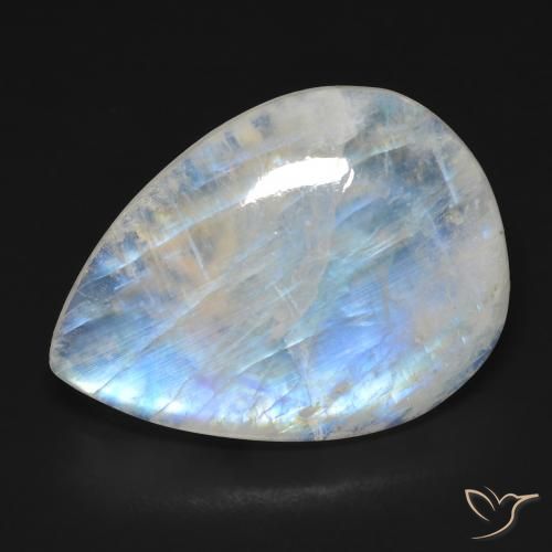 17.01ct 天然 青みがかったホワイト レインボームーンストーン, 洋梨の形, 透明