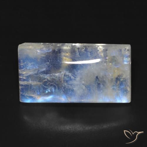 12.81ct 天然 青みがかったホワイト レインボームーンストーン, バゲット, 透明