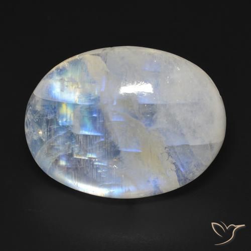 20.42ct 天然 青みがかったホワイト レインボームーンストーン, 楕円形, 透明