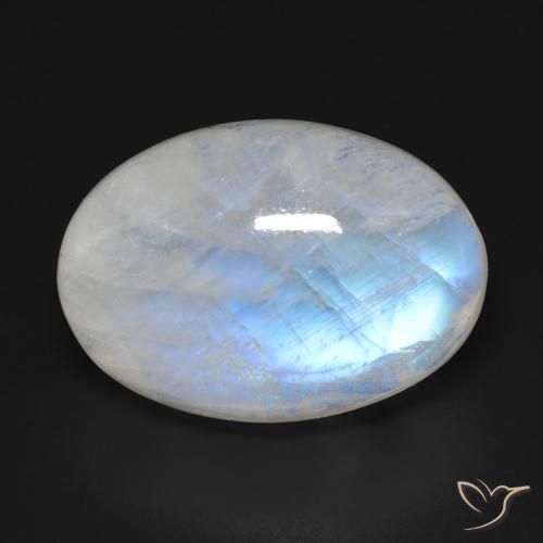 20.54ct 天然 青みがかったホワイト レインボームーンストーン, 楕円形, 透明