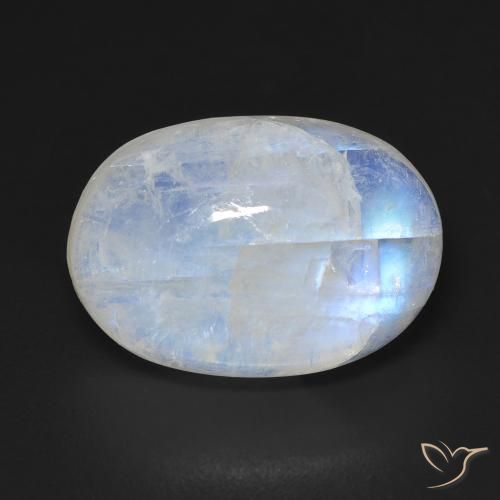 10.75ct 天然 青みがかったホワイト レインボームーンストーン, 楕円形, 透明