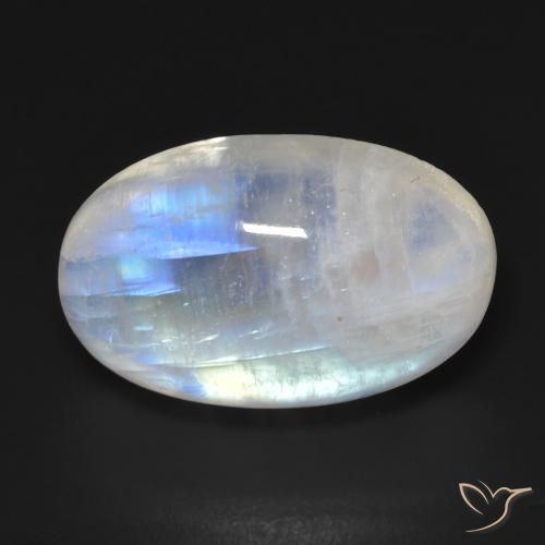 14.73ct 天然 青みがかったホワイト レインボームーンストーン, 楕円形, 透明