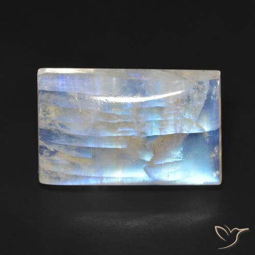17.69ct 天然 青みがかったホワイト レインボームーンストーン, バゲット, 透明