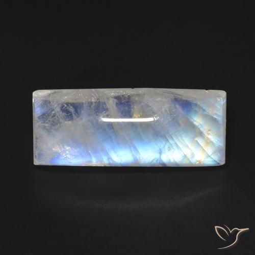 11.09ct 天然 青みがかったホワイト レインボームーンストーン, バゲット, 透明