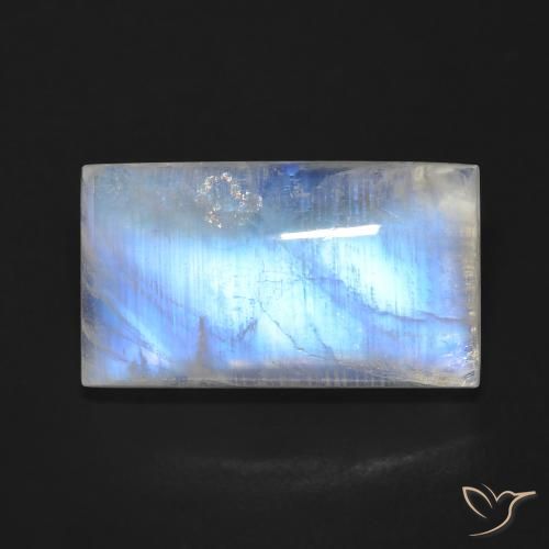 11.68ct 天然 青みがかったホワイト レインボームーンストーン, バゲット, 透明