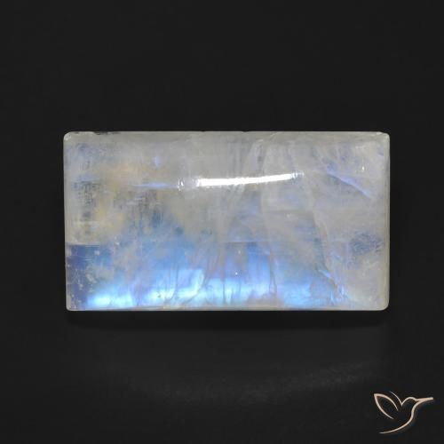 15.37ct 天然 青みがかったホワイト レインボームーンストーン, バゲット, 透明