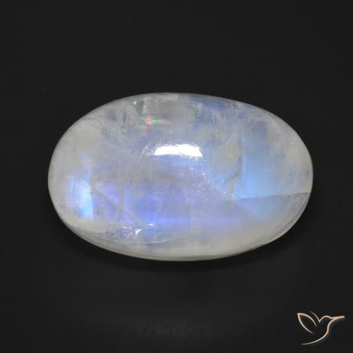 19.49ct 天然 青みがかったホワイト レインボームーンストーン, 楕円形, オペーク
