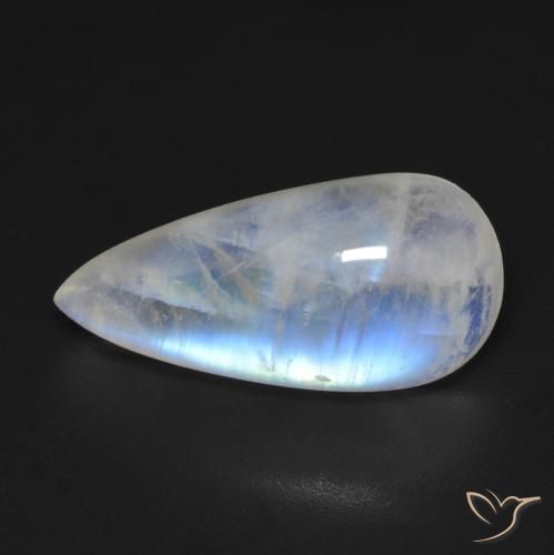 8.48ct 天然 青みがかったホワイト レインボームーンストーン, 洋梨の形, 透明