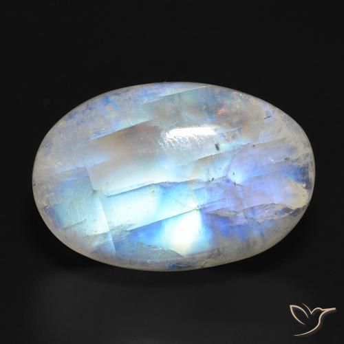 19.90ct 天然 青みがかったホワイト レインボームーンストーン, 楕円形, 半透明