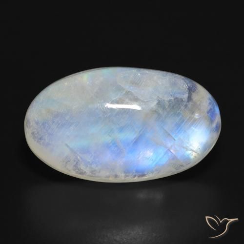 16.92ct 天然 青みがかったホワイト レインボームーンストーン, 楕円形, 半透明