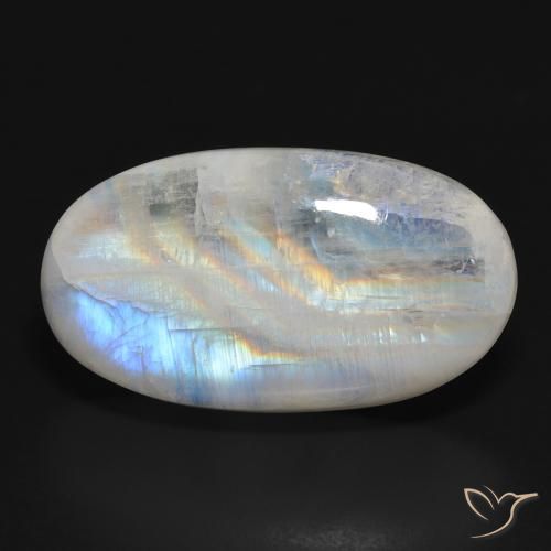 32.92ct 天然 青みがかったホワイト レインボームーンストーン, 楕円形, 半透明