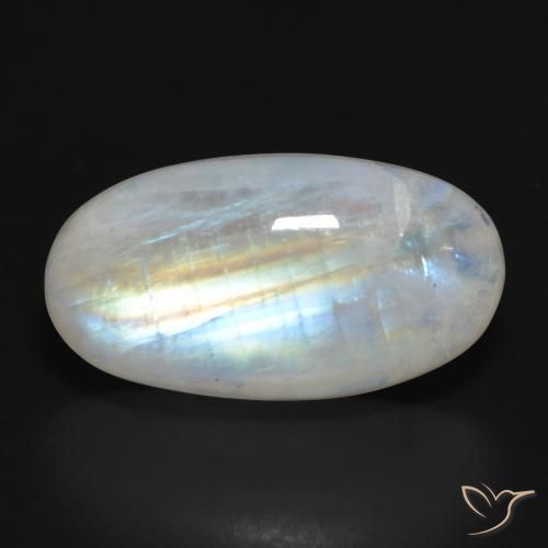 19.45ct 天然 青みがかったホワイト レインボームーンストーン, 楕円形, 半透明