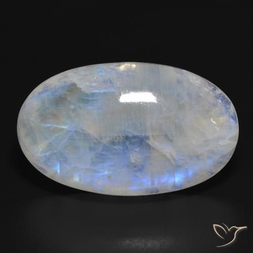 33.87ct 天然 青みがかったホワイト レインボームーンストーン, 楕円形, 半透明