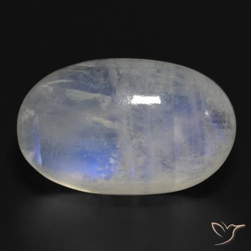 32.27ct 天然 青みがかったホワイト レインボームーンストーン, 楕円形, 半透明