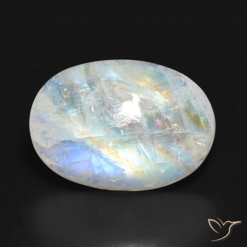 12.72ct 天然 青みがかったホワイト レインボームーンストーン, 楕円形, 半透明