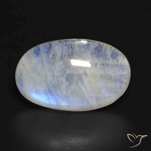 13.87ct 天然 青みがかったホワイト レインボームーンストーン, 楕円形, 半透明