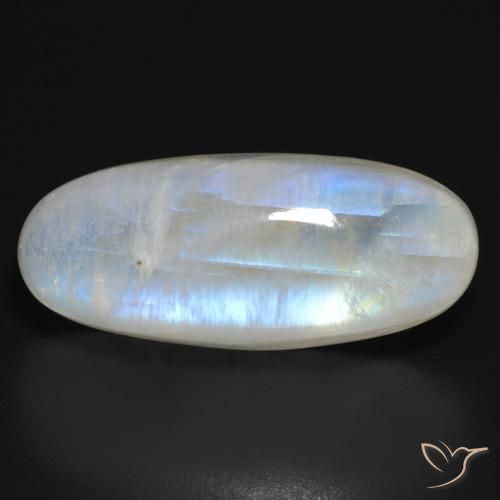 21.52ct 天然 青みがかったホワイト レインボームーンストーン, 楕円形, 半透明