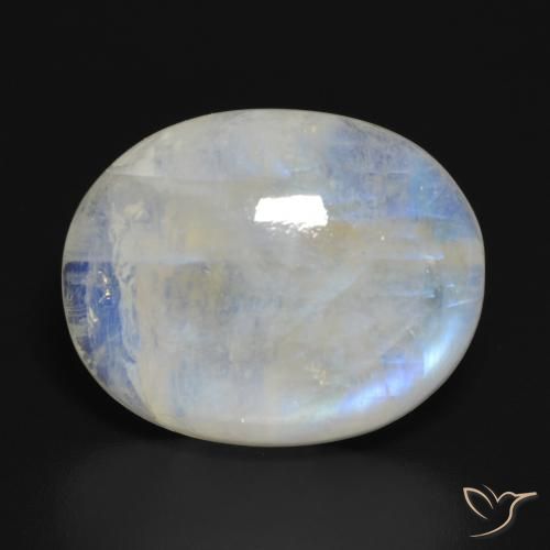 19.86ct 天然 青みがかったホワイト レインボームーンストーン, 楕円形, 半透明