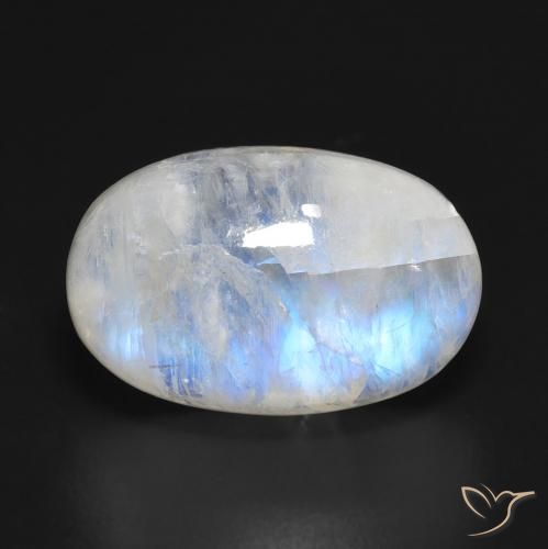 11.83ct 天然 青みがかったホワイト レインボームーンストーン, 楕円形, 半透明