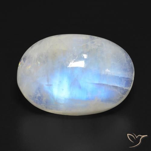 20.99ct 天然 青みがかったホワイト レインボームーンストーン, 楕円形, 透明