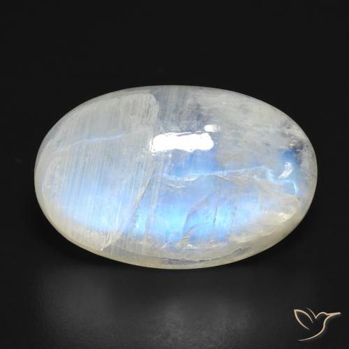 16.32ct 天然 青みがかったホワイト レインボームーンストーン, 楕円形, 半透明