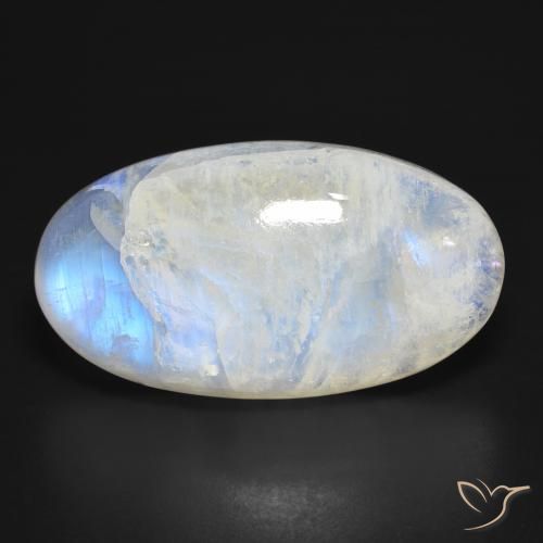 39.99ct 天然 青みがかったホワイト レインボームーンストーン, 楕円形, 半透明