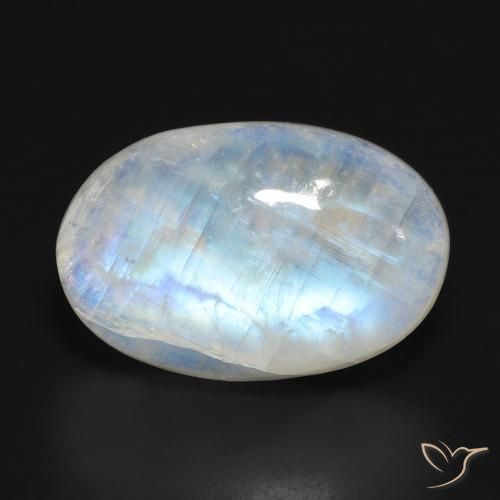 13.53ct 天然 青みがかったホワイト レインボームーンストーン, 楕円形, 半透明