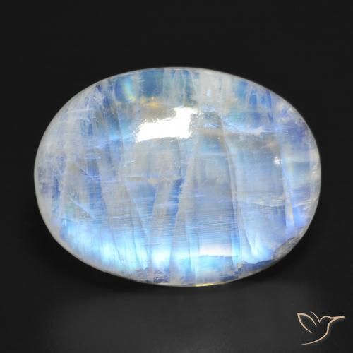 27.61ct 天然 青みがかったホワイト レインボームーンストーン, 楕円形, 半透明