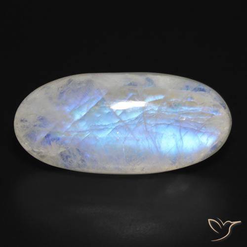 28.30ct 天然 青みがかったホワイト レインボームーンストーン, 楕円形, 半透明