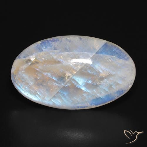 24.46ct 天然 青みがかったホワイト レインボームーンストーン, 楕円形, 半透明