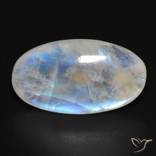 26.45ct 天然 青みがかったホワイト レインボームーンストーン, 楕円形, 半透明