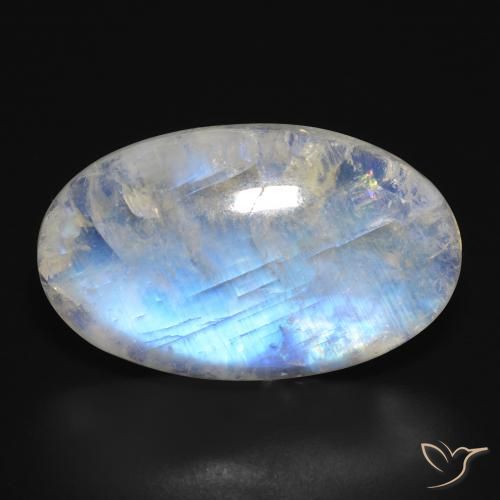 23.70ct 天然 青みがかったホワイト レインボームーンストーン, 楕円形, 半透明