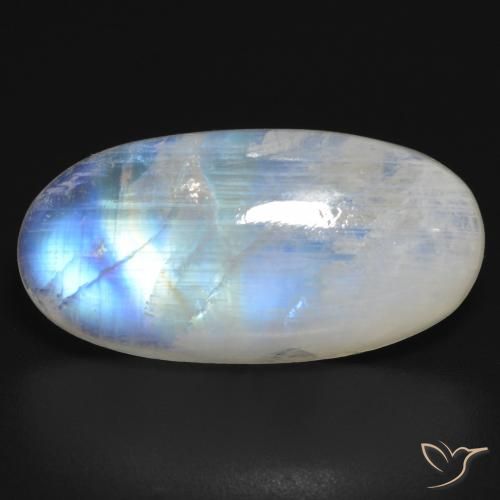17.17ct 天然 青みがかったホワイト レインボームーンストーン, 楕円形, 半透明