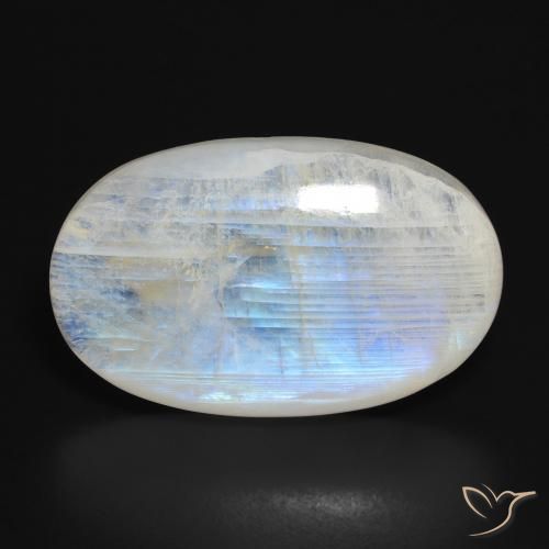 27.82ct 天然 青みがかったホワイト レインボームーンストーン, 楕円形, 半透明