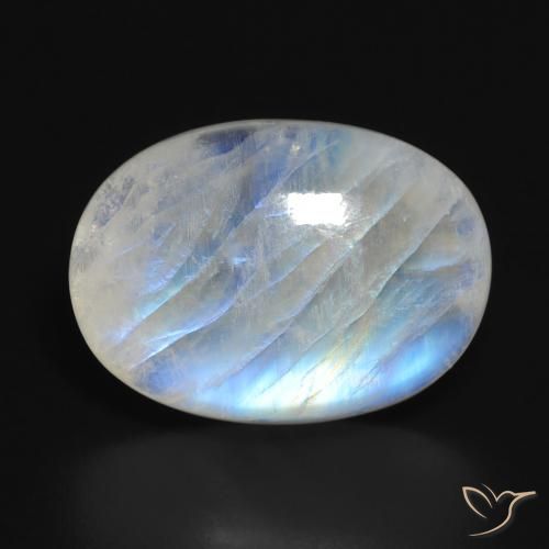 14.84ct 天然 青みがかったホワイト レインボームーンストーン, 楕円形, 半透明