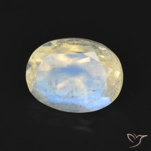 1.92ct 天然 青みがかったホワイト レインボームーンストーン, 楕円形, 透明
