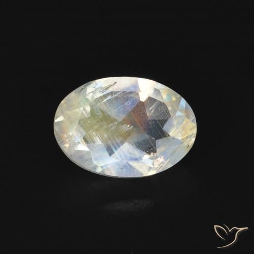 0.76ct 天然 青みがかったホワイト レインボームーンストーン, 楕円形, 透明