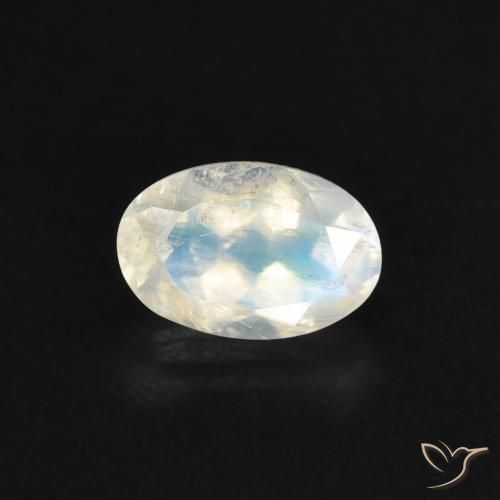 0.54ct 天然 青みがかったホワイト レインボームーンストーン, 楕円形, 透明