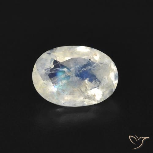 0.69ct 天然 青みがかったホワイト レインボームーンストーン, 楕円形, 透明