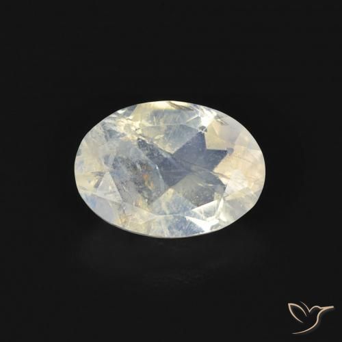 0.74ct 天然 青みがかったホワイト レインボームーンストーン, 楕円形, 透明