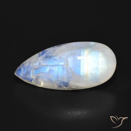 14.80ct 天然 青みがかったホワイト レインボームーンストーン, 洋梨の形, 半透明