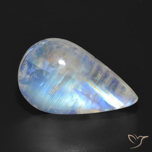 13.93ct 天然 青みがかったホワイト レインボームーンストーン, 洋梨の形, 半透明
