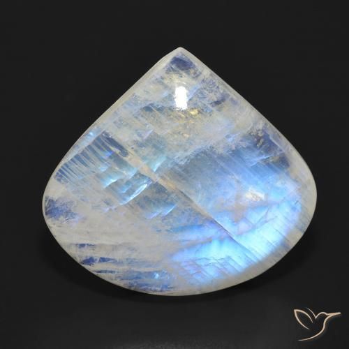 16.70ct 天然 青みがかったホワイト レインボームーンストーン, 洋梨の形, 半透明