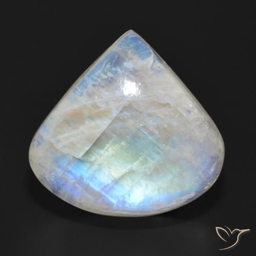 26.26ct 天然 青みがかったホワイト レインボームーンストーン, 洋梨の形, 半透明