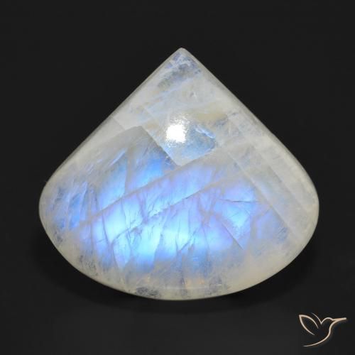 22.10ct 天然 青みがかったホワイト レインボームーンストーン, 洋梨の形, 半透明
