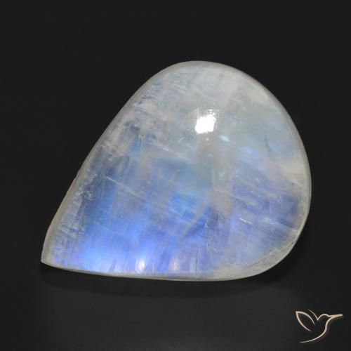 15.29ct 天然 青みがかったホワイト レインボームーンストーン, 洋梨の形, 半透明