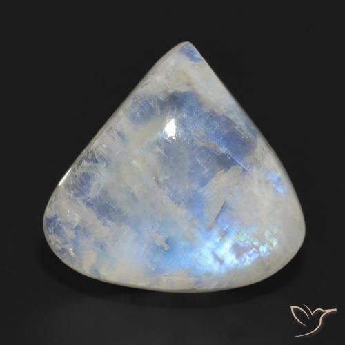 12.67ct 天然 青みがかったホワイト レインボームーンストーン, 洋梨の形, 半透明