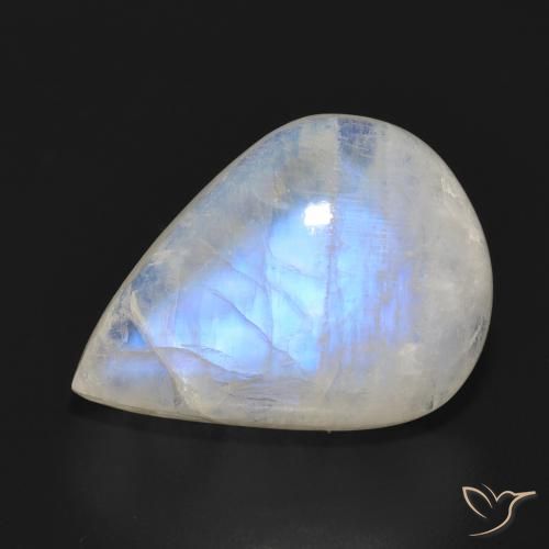 12.69ct 天然 青みがかったホワイト レインボームーンストーン, 洋梨の形, 半透明