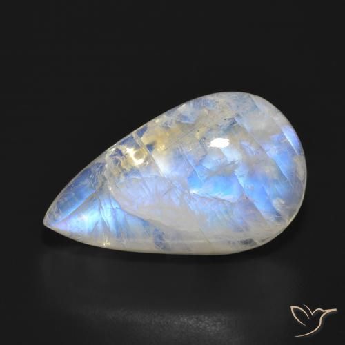 17.93ct 天然 青みがかったホワイト レインボームーンストーン, 洋梨の形, 半透明